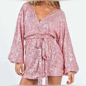 Princess Polly Dancing Queen Recycled Sequin Mini Dress Pink Size 2 NWT